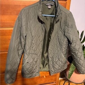Womens Quilted Jacket in Olive Green